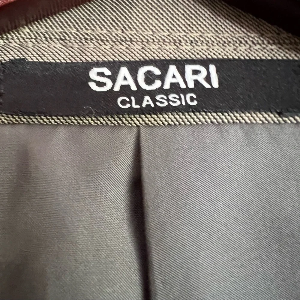 SACARI Classic 100% Merino Wool Gray Blazer Jacket Men’s 46R Suit Coat 3-Button